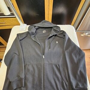 Ralph Lauren Polo Men’s 3XL Double Knit Full Zip Black Pony Embroidered Hoodie